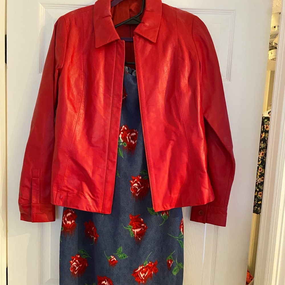 COMPANY Ellen Tracy Red Biker Jacket Women’s Size 6